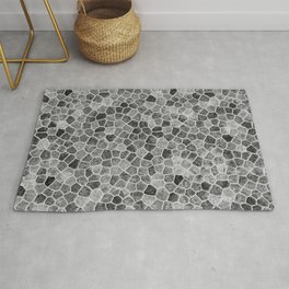 The Paths Taken Black and White Cobblestone Pattern Rug