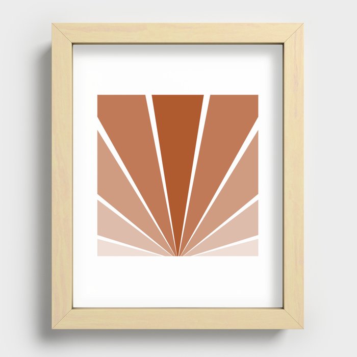 Ombre Geometric Rays Pattern (burnt orange/white) Recessed Framed Print