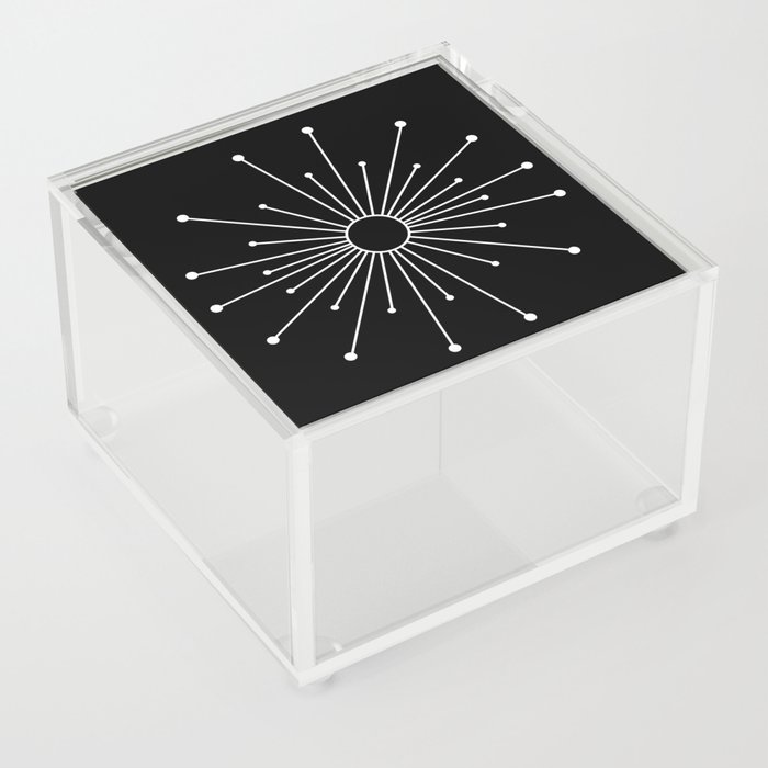 Mid Century Modern Simple Sputnik Starburst Black/White Acrylic Box