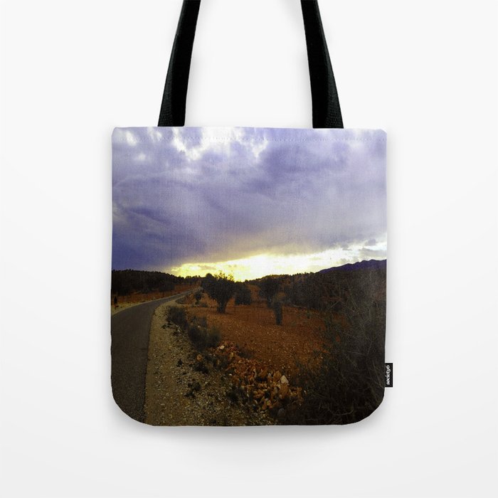 Landscape sunset photo blue sky with clouds Tote Bag