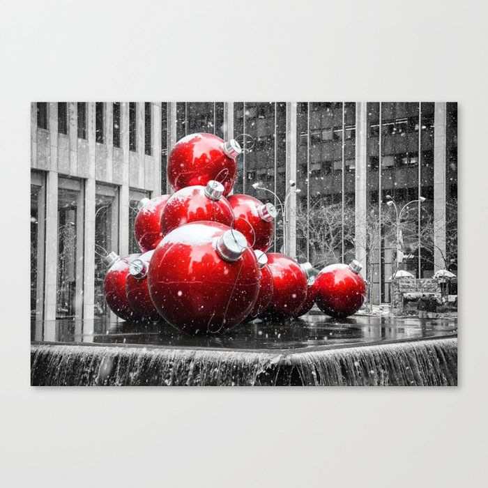 Christmas in New York Ornaments Canvas Print