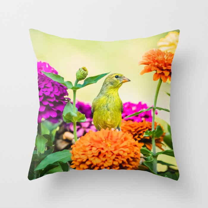 Goldfinch in Wonderland  Throw Pillow