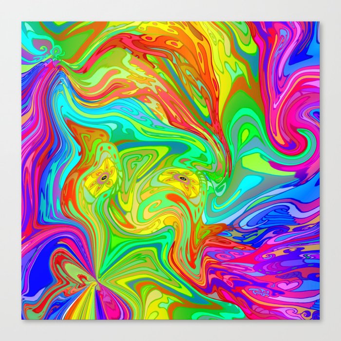 Bold Bright Colorful Swirls Psychedelic Pattern Canvas Print