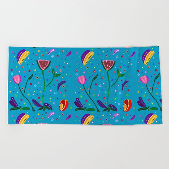 Flowers at Dusk, original art, repeated Beach Towel