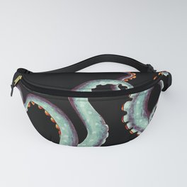 Teal Tentacles Octopus On  Black Fanny Pack