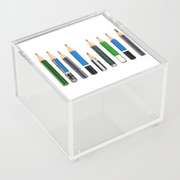 Lined up Old and Used Architect's Pencils Illustration Acrylic Box