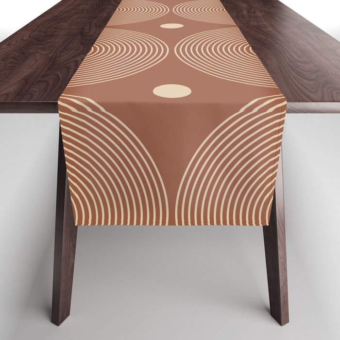 Geometric Lines in Terracotta and Beige 6 Table Runner