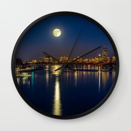 Moon light city of Boston Wall Clock