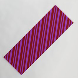 [ Thumbnail: Dark Orchid & Dark Red Colored Lines Pattern Yoga Mat ]