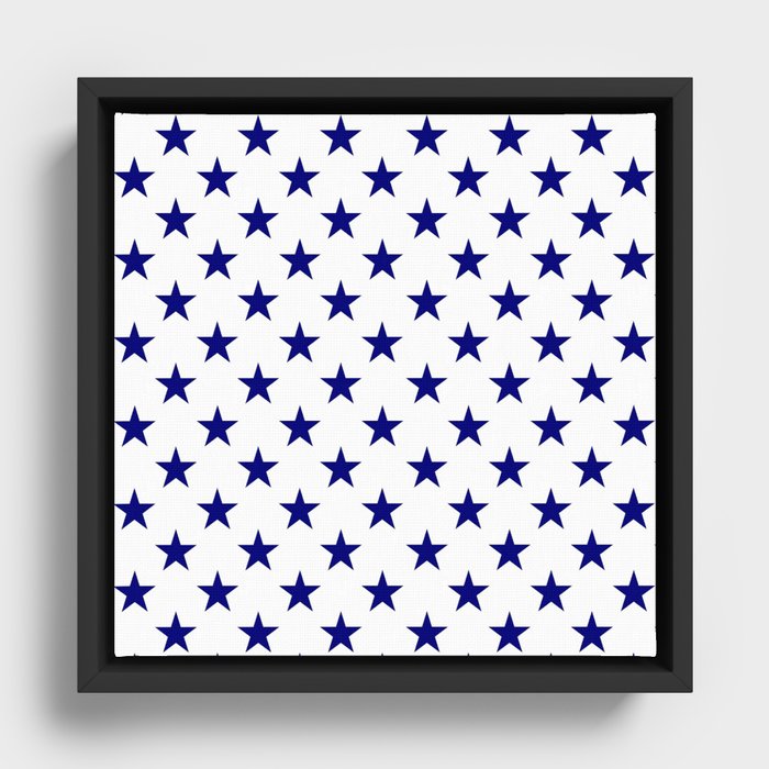 Stars Texture (Navy Blue & White) Framed Canvas