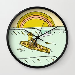 paddle on to new adventures // new year by surfy birdy Wall Clock