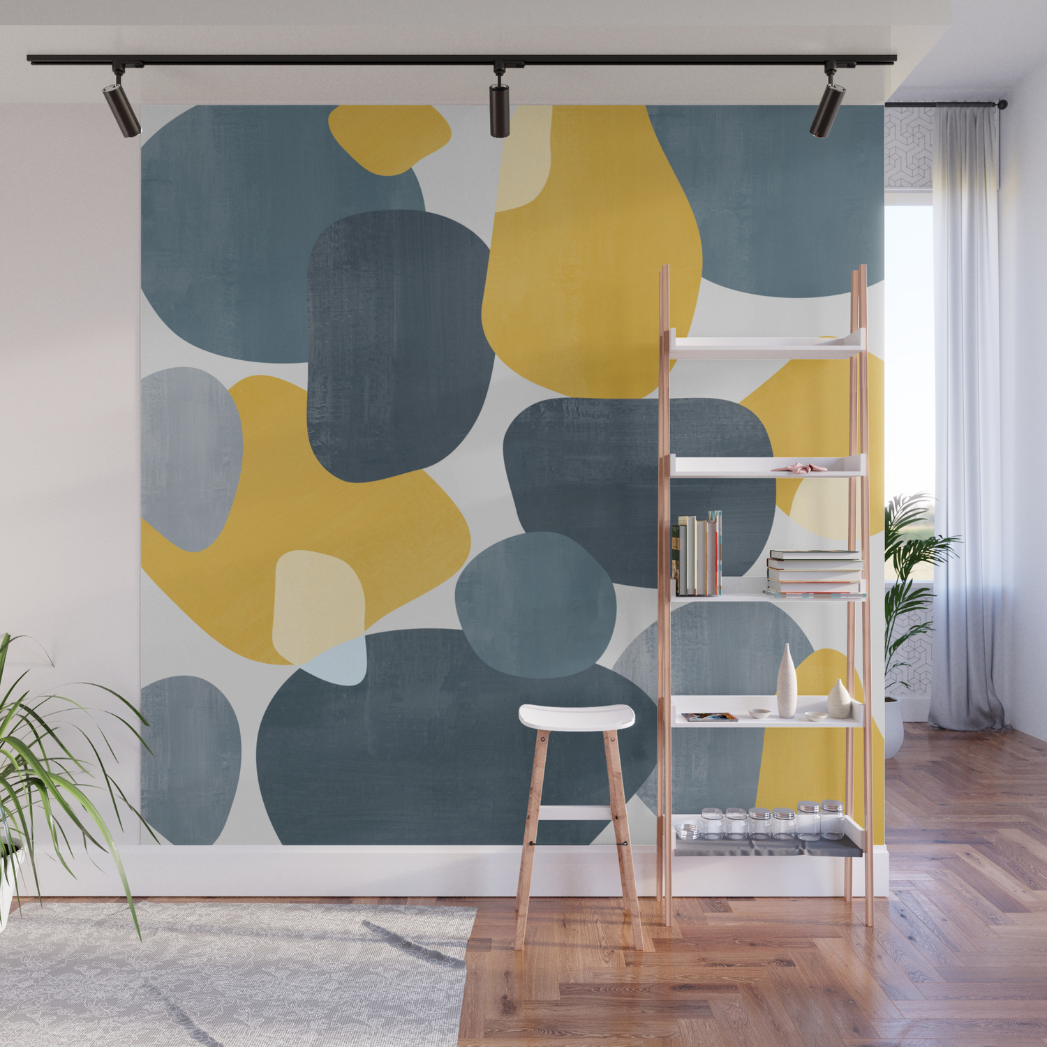 Abstract Mustard Shape Design Wall Mural By Anne Marieart Society6