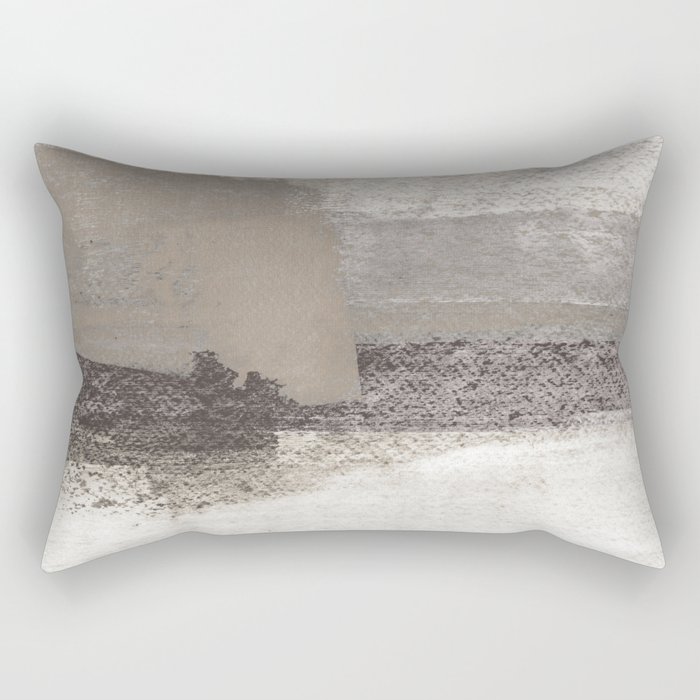 Taupe and Charcoal Grey Horizontal Modern Abstract Painting Rectangular Pillow