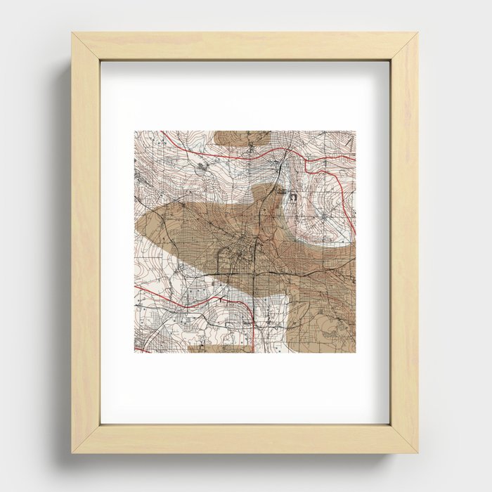 USA - Akron. City Map Collage. Retro Recessed Framed Print