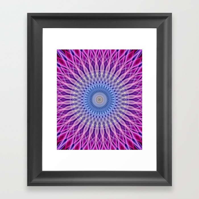 Mandala in pink and light blue colors Framed Art Print