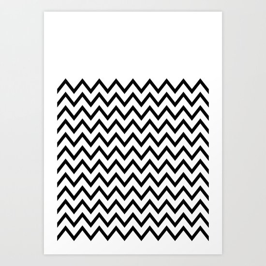Black Chevron On White Art Print
