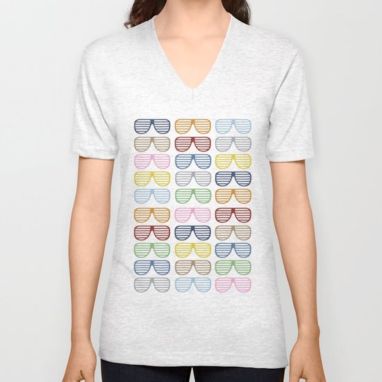 Rainbow Shutter Shades Unisex V-Neck