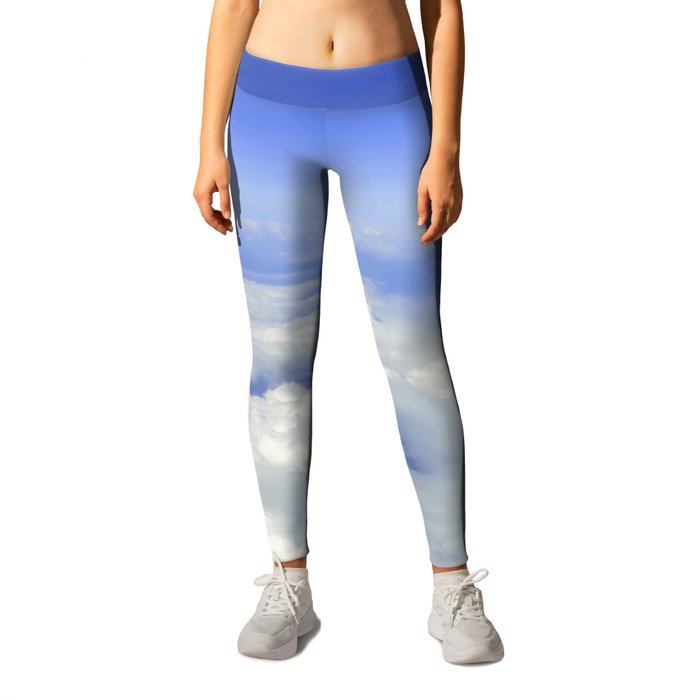 Sky Above the Clouds, Cloudscape background, Blue Sky and Fluffy Clouds Leggings