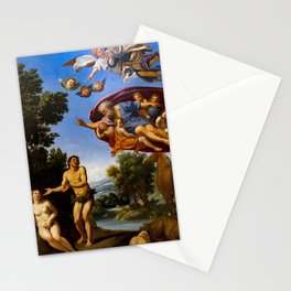 God admonishing Adam and Eve - Domenichino Stationery Card
