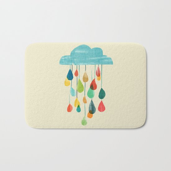 cloudy with a chance of rainbow Bath Mat