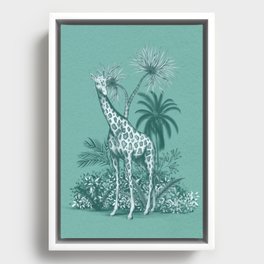 Vintage Giraffe Pattern Framed Canvas
