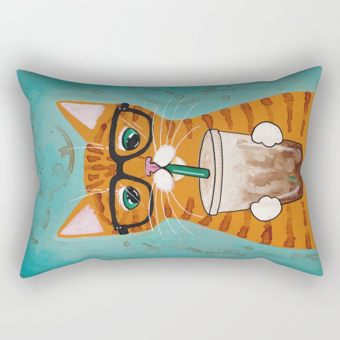 Iced Coffee Cat Rectangular Pillow