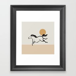 Wild Horse Simple Illustration - beige  Framed Art Print