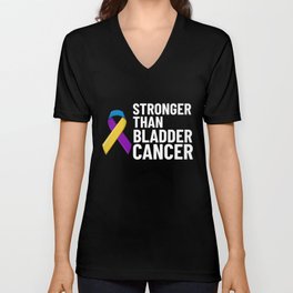 Bladder Cancer Ribbon Awareness Chemo Survivor V Neck T Shirt