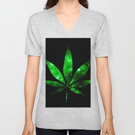Weed : High Times green Galaxy V Neck T Shirt