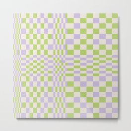 Happy Colorful Checkered Pattern Green and Lilac Metal Print | Pattern, Graphicdesign, Colorful, Lilac, Geometric, Checkerboard Print, Abstract, Grace, Lavender, Curated 