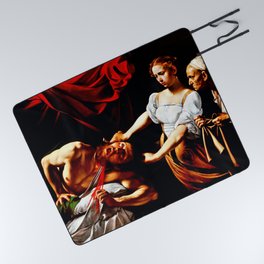 Caravaggio (Michelangelo Merisi, Italian 1571-1610) - Title: Judith Beheading Holofernes (Giuditta e Oloferne) - Date: c.1598-1599 - Style: Baroque, Tenebrism - Genre: Religious - Media: Oil - Digitally Enhanced Version (1600 dpi) - Picnic Blanket