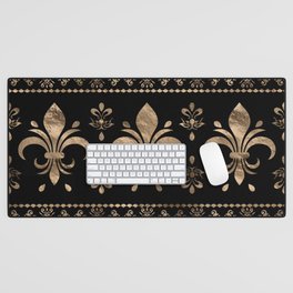 Luxury black and gold Fleur-de-lis ornament  Desk Mat