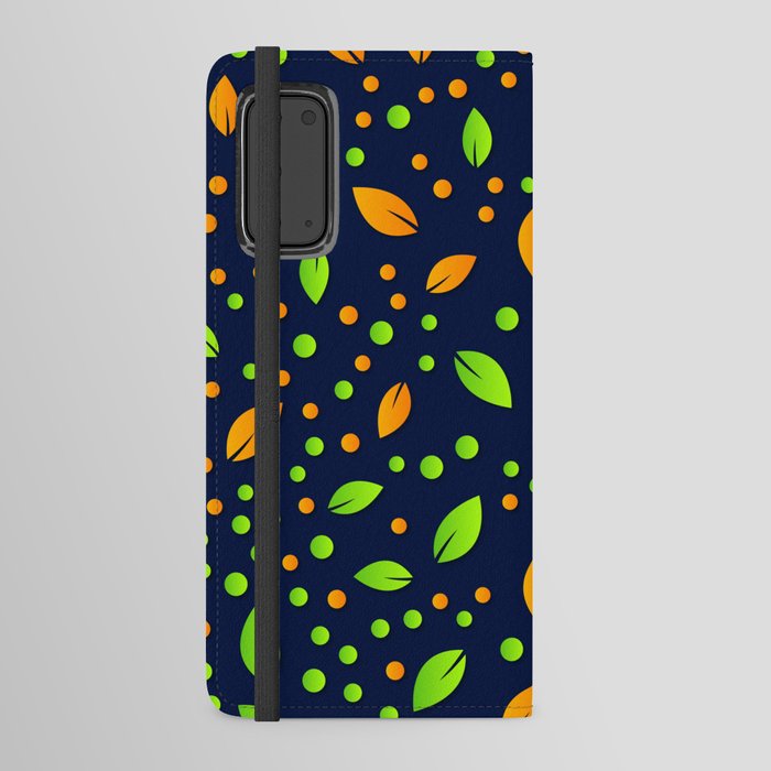 Orange & Green Colorful Leaf & Dotted Design Android Wallet Case