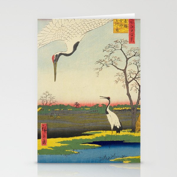 One Hundred Famous Views of Edo Utagawa Hiroshige Japanese Cranes Woodblock art   Stationery Cards