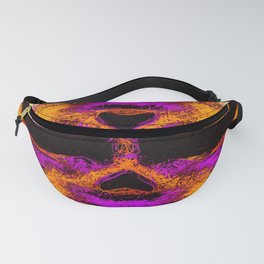 psychedelic angry skull portrait in pink orange yellow Fanny Pack