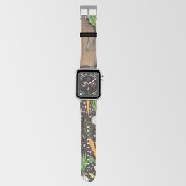 root vegetables and garden critters on dirt brown Apple Watch Band