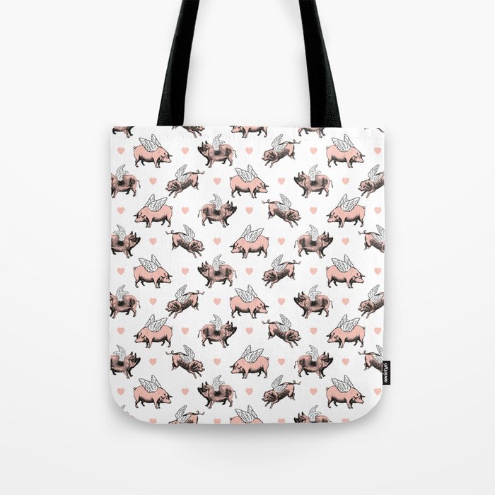 Flying Pigs | Vintage Pigs with Wings | Tote Bag