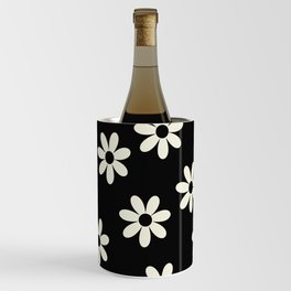 Mid Century Abstract Minimal Floral Pattern- Black and White Wine Chiller