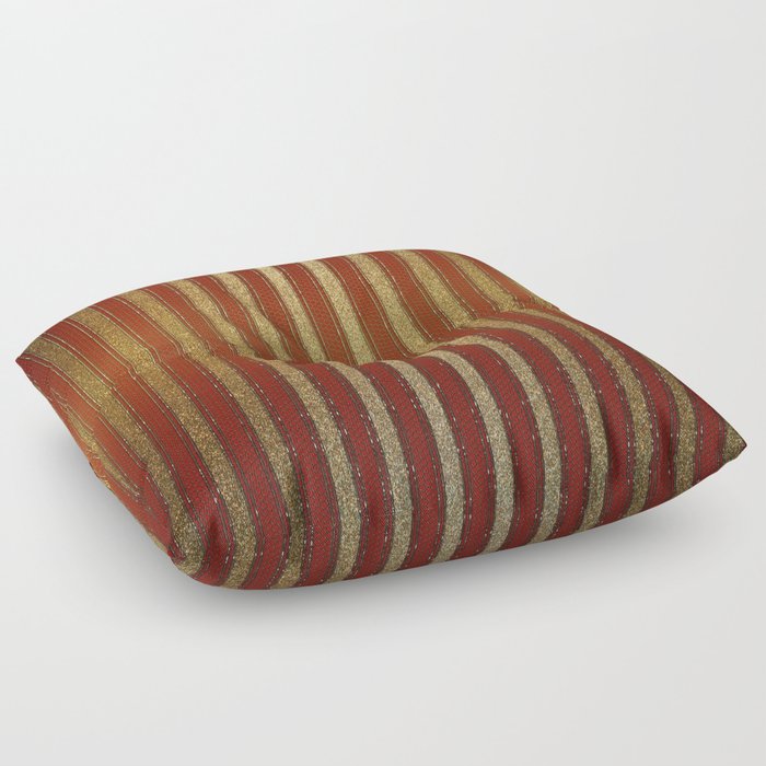 Red Golden Glitter Stripes Vintage Circus Luxury Pattern Floor Pillow
