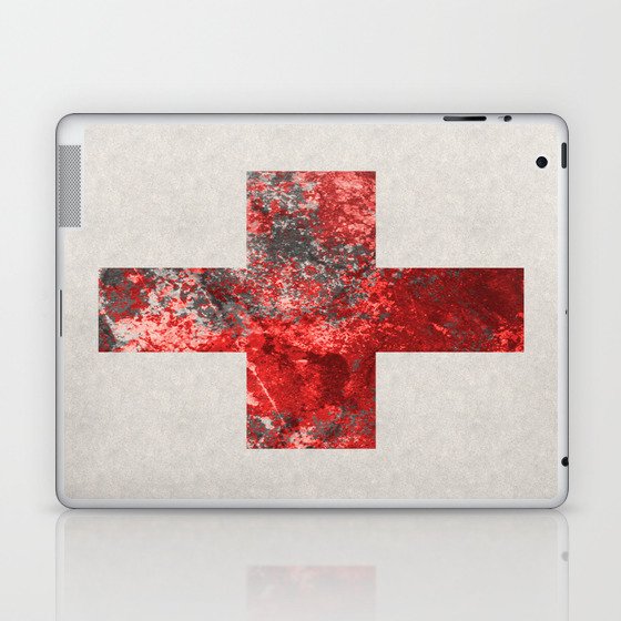 Medic - Abstract Medical Cross In Red And Black Laptop & iPad Skin