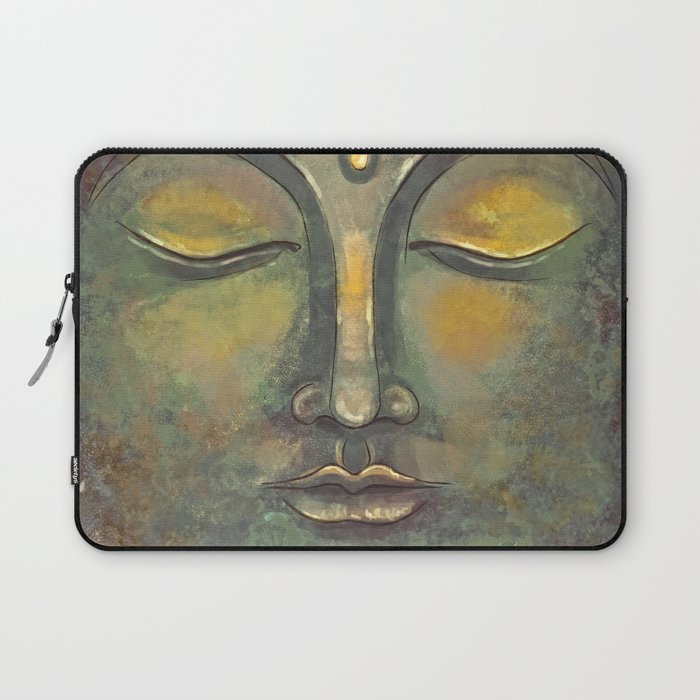 Rusty Golden Buddha Face Zen And Balance Watercolor Painting