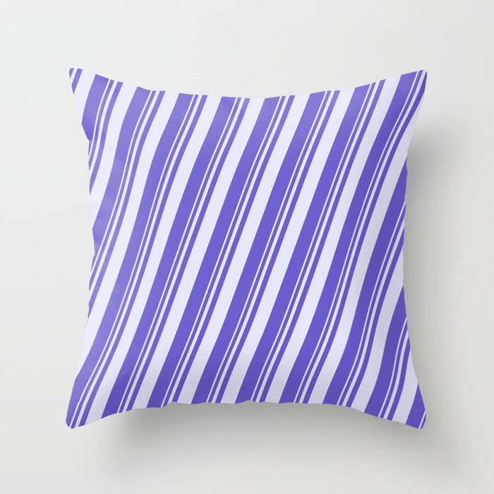 Lavender & Slate Blue Colored Stripes Pattern Throw Pillow