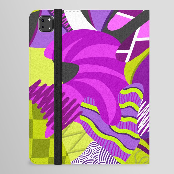 Abstract geometric colorful pattern with green and purple tones iPad Folio Case
