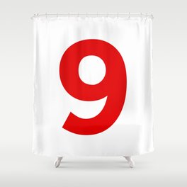 Number 9 (Red & White) Shower Curtain