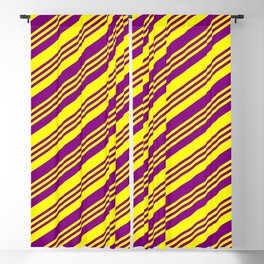 [ Thumbnail: Purple and Yellow Colored Lined Pattern Blackout Curtain ]