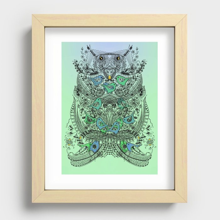 Little Birds and big brother Owl Recessed Framed Print