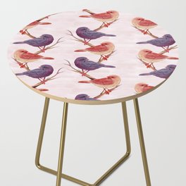  little brown colored birds between branches, seamless pattern Side Table