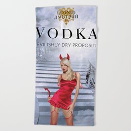 Vodka Martini, A devilishly dry proposition Vintage Pitchfork - Female Devil Advertisement Poster Beach Towel