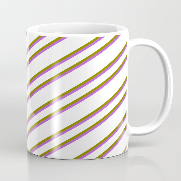 White, Green & Orchid Colored Pattern of Stripes Coffee Mug