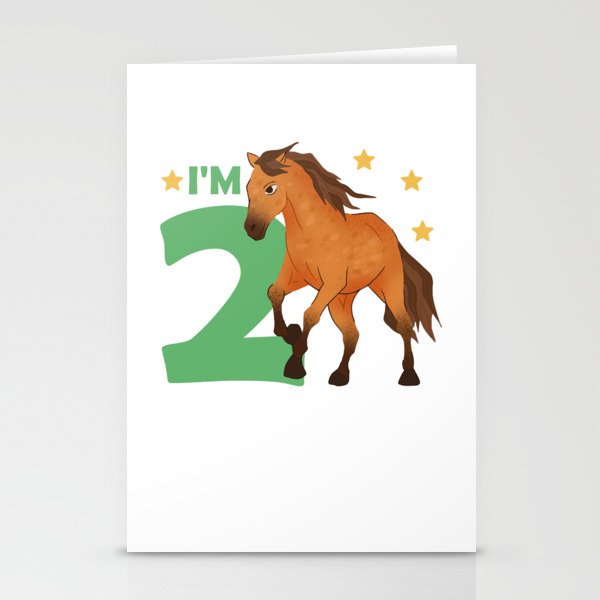 Children 2nd Birthday Horse Two Years Old Rider Stationery Cards
